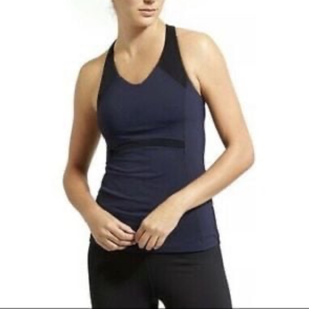 Athleta ace racer activewear top size xl navy and black